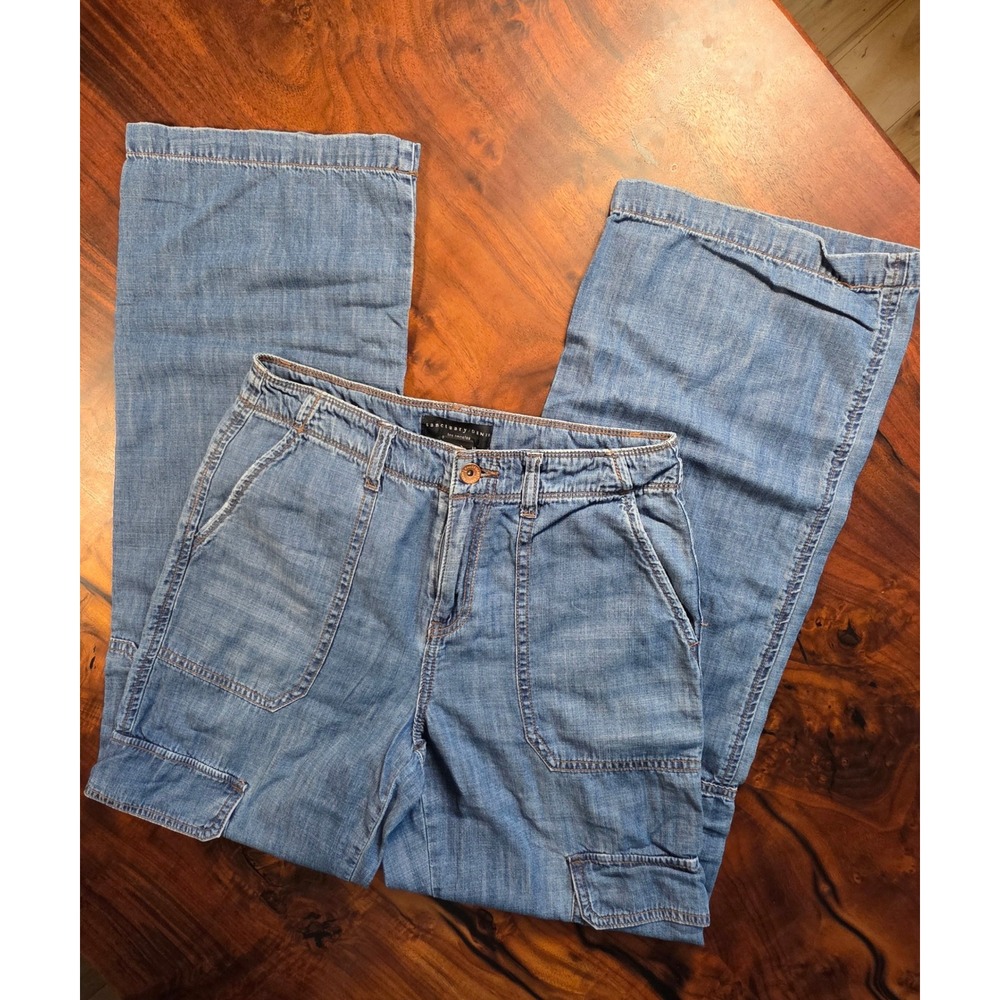 Sanctuary Light Weight Denim Wide Leg Cargo Utility Boho Festival Resort Wear